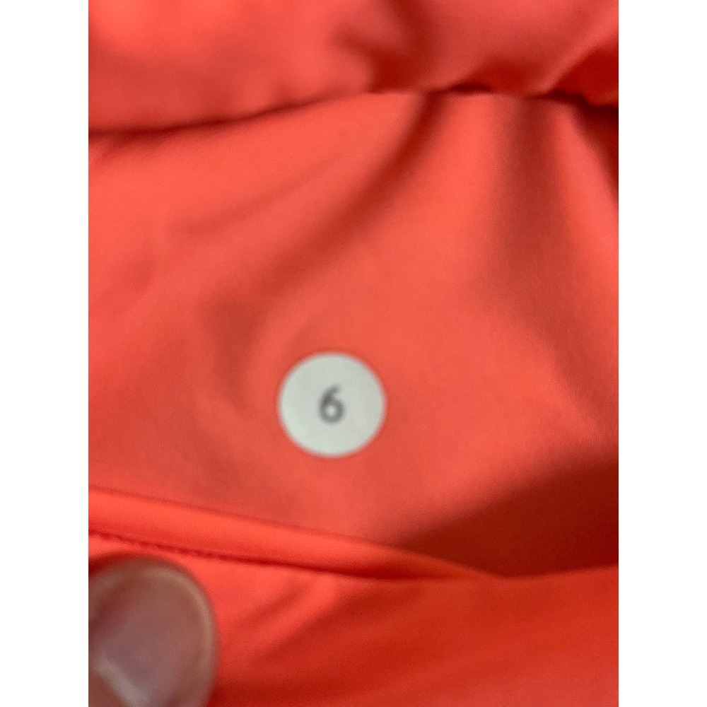 Lululemon Hooded Windbreaker Jacket Neon Coral Orange Full Zip Running Coat Sz 6 - Picture 4 of 6